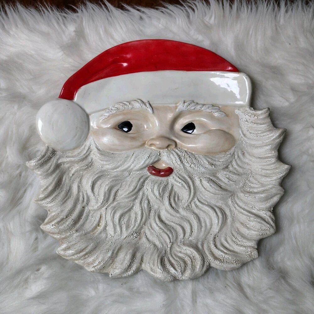 Rustic Large Santa Dimensional Face VTG Plate Cookie Plate